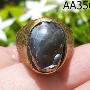 Natural Leklai Umklum Charm Talisman Thai Amulet Brass Ring Size 8.5 US #aa3562a