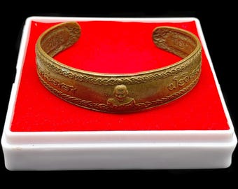 Bracelet LP Phul Wat Pai Lom Charm Wealth Rich Fortune Talisman Bangle Thai Buddha Amulet #aa4775