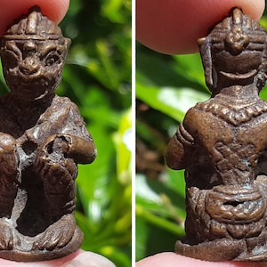 Samrit Bronze Hanuman Chan Phen LP Phun Sap Wat Ang Sila Thai Amulet #10147a