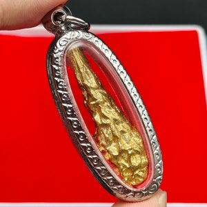 Mysterious Sacred Gold Leklai Yuang Laos Powerful Wealth Business Fetish Protect Pendant Thai Amulet #aa3864