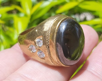 Powerful Magnetic Leklai White Gems Charm Protection Talisman Thai Amulet Brass Ring 9.5 Us #aa3653c