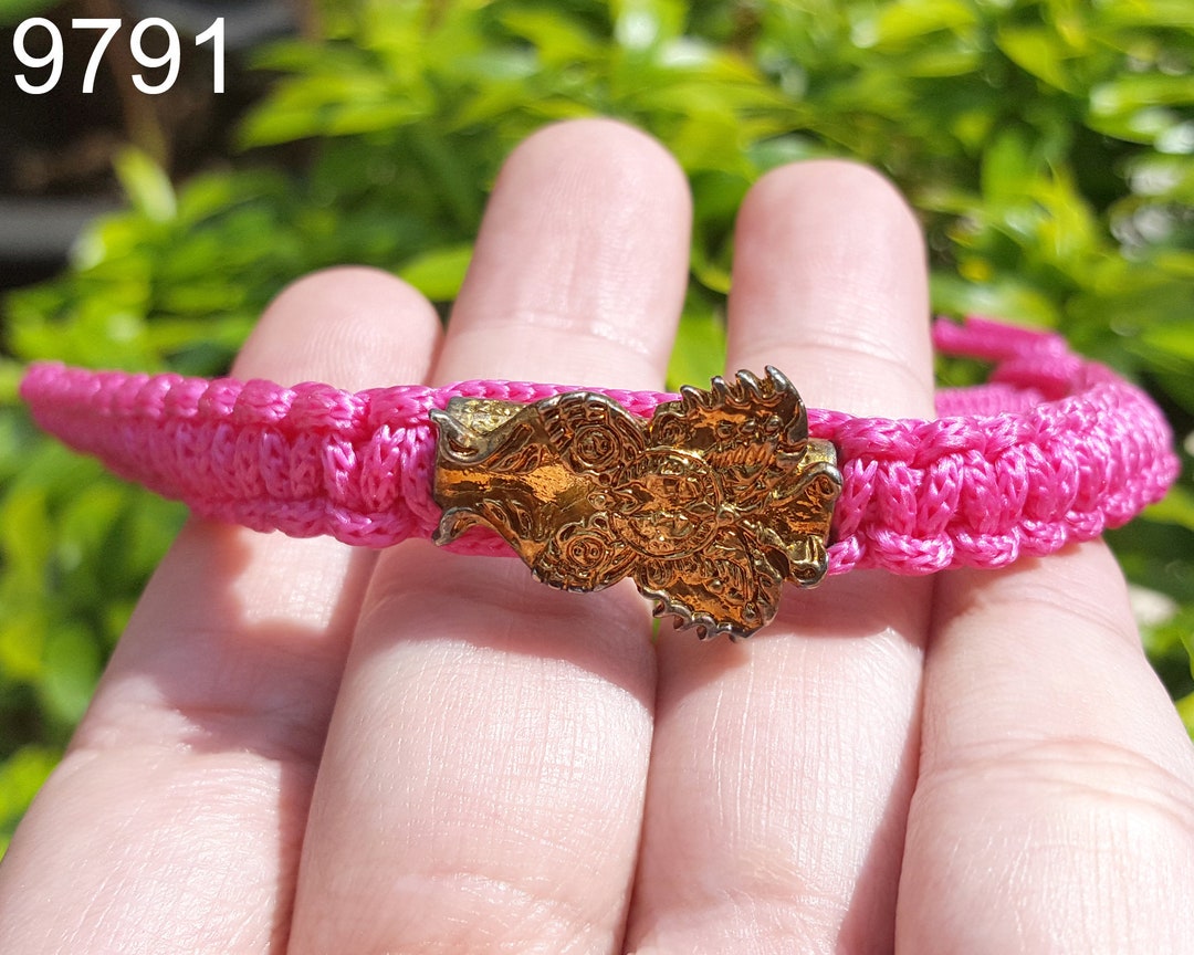 Talisman Rope Kruba Krissana King Butterfly Pink Rope Bracelet Talisman Thai Amulet ...