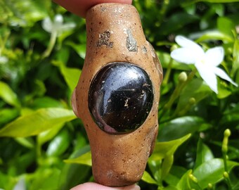Crystal Takrut Leklai Magic Hermit Pai Dum Protect Danger Thai Amulet #10481a