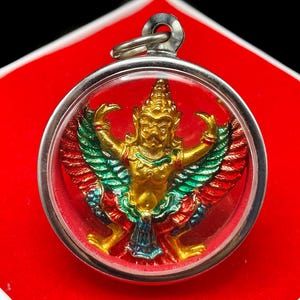 Cased Garuda Phaya Krut LP Koon Wat Ban Rai Temple BE36 Charm Wealth Lucky Fortune Protect Talisman Famous Thai Buddha Amulet #aa4870
