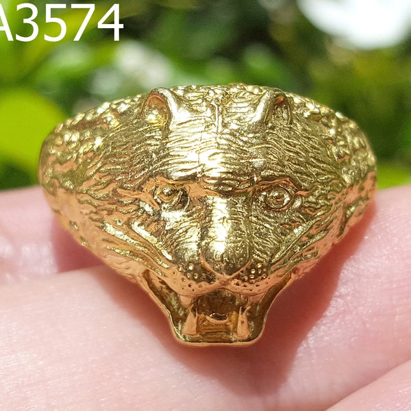 Fierce Tiger Ring Yanta LP Pern Wat Bang Phra Brass Ring 9 US Thai Amulet #a3574a