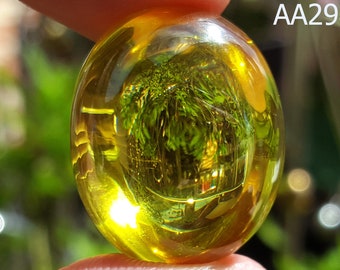 BIG Power Mystic Lemon Green Yellow Shape Oval SOAP Naga Eye Gem Crystal Luck Thai Amulet #aa2985c