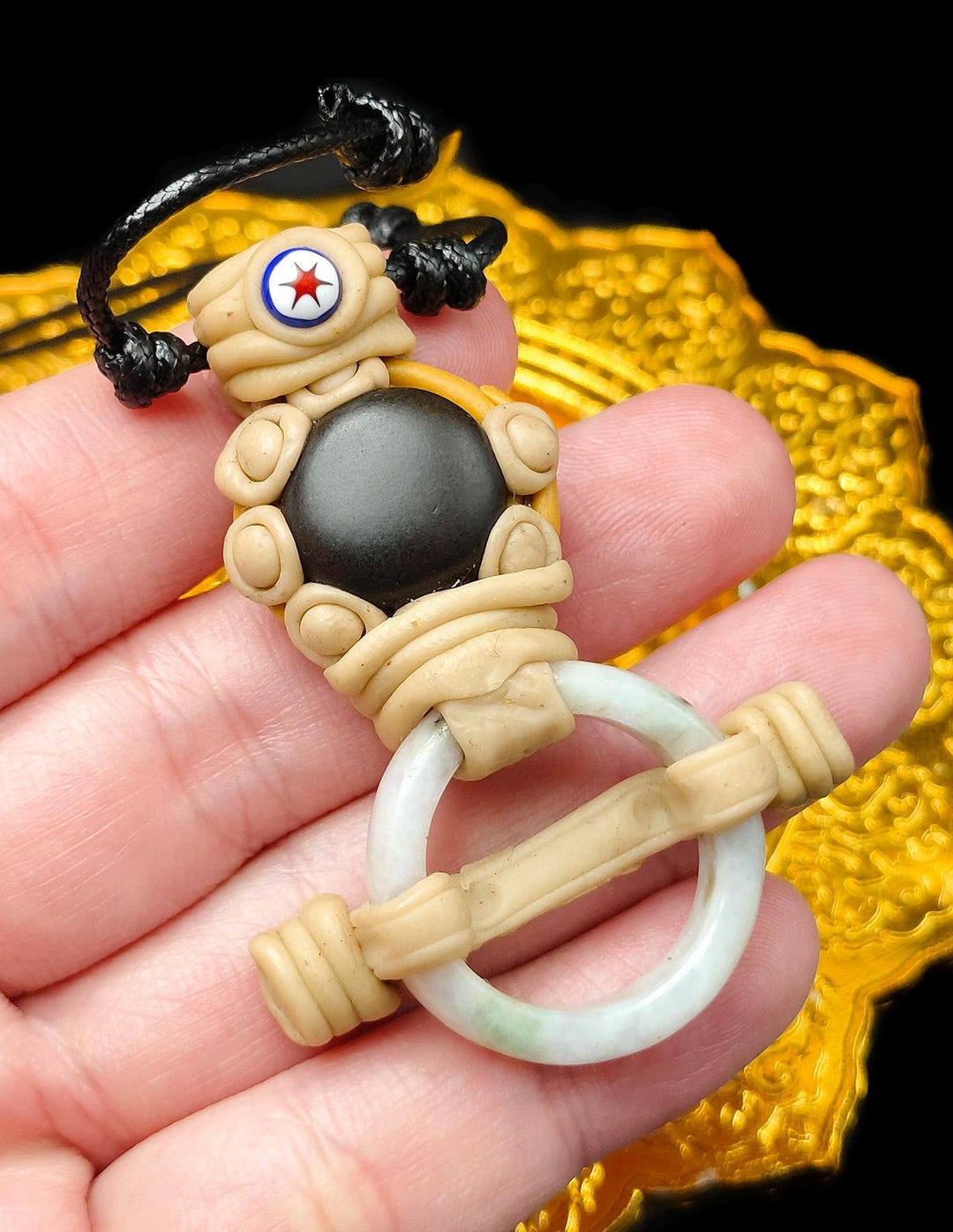 Talisman Rope Holy Leklai Stone Green Jade Charm Wealth Lucky Fortune Talisman Rope ...