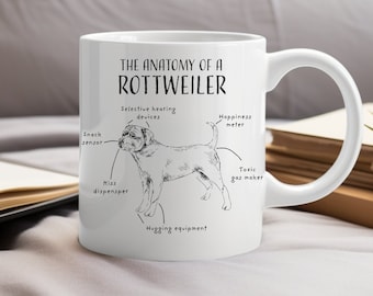 The Anatomy of a Rottweiler Mug, Rottweiler Gifts, Funny Rottie Birthday Presents, Rottweiler Mug, Rottweiler Owners