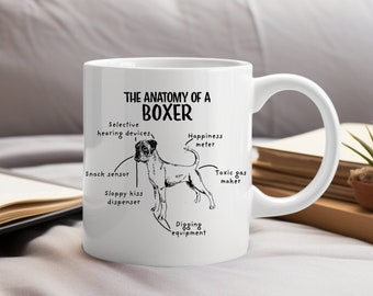 The Anatomy of a Boxer Dog, Boxer Dog Gifts, Funny Boxer Birthday Present, Boxer Dog Mug, Boxer Owners, Boxer Dog Christmas, Boxer Xmas Gift