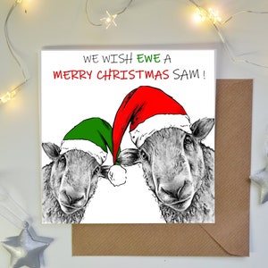 Lustige personalisierte Schaf Weihnachtskarte, Bauernhof Weihnachtsgeschenk, Schaf Bauer Geschenke, Wir wünschen Ewe A Merry Christmas, Bauernhof Weihnachtsgeschenke,