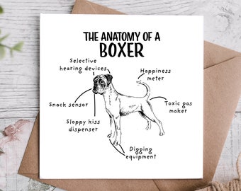 Funny Boxer Dog Birthday Card, Anatomy of a Boxer, Boxer Dog Owner Gift Ideas, Funny Boxer Presents,