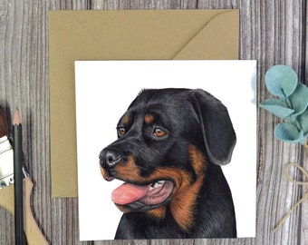 Rottweiler Birthday Card, Gifts For Rottie Owners, Rottie Mum, Rottie Dad, Rottweiler Lover Gift Ideas, Rottweiler Drawing, Dog Art