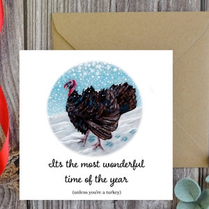 Türkei im Schnee Weihnachtskarte, Lustige Türkei Karte, Bauer Weihnachtsgeschenke, Türkei Kunst, Türkei Xmas Dinner, Zunge in Wange Weihnachtskarte