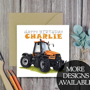 Personalisierte Traktor Geburtstagskarte, JCB Fastrac, gelber Traktor, Sohn / Enkel Traktor Karten und Geschenke, Bauerngeschenke, Landwirtschaft,