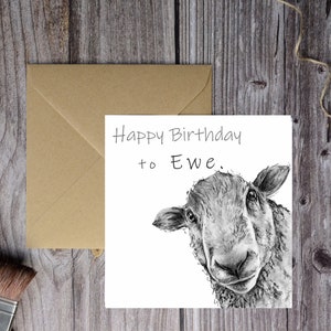 Lustige Schaf-Geburtstagskarte, personalisierte Schaf-Karte, alles Gute zum Geburtstag zum Ewe, Schaf-Grußkarte, Bauernhof-Geschenke, Bauernhof-Tier-Geschenkideen, niedlich