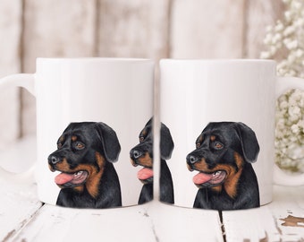 Rottweiler Artwork Mug, Personalised, Rottweiler Birthday Gifts, Rottie Gift Ideas, Rottweiler Owners, Rottie Mum, Rottie Dad,