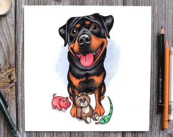 Custom Dog Artwork, Custom Pet Caricature, Pet Portrait Gift Ideas, Custom Pet Drawing/Cartoon, Dog birthday gifts, Per memorial gift ideas