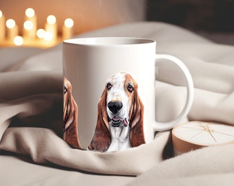 Basset Hound Mug, Basset Art, Basset Hound Dog Lover Gifts, Basset Hound Xmas Gifts, Basset Birthday Dog Gifts, Basset Hound Mum,