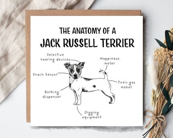 Funny Jack Russell Terrier Birthday Card, Anatomy of a Jack Russell Terrier, Jack Russell Owner Gift Ideas, Funny Jack Russell Presents,