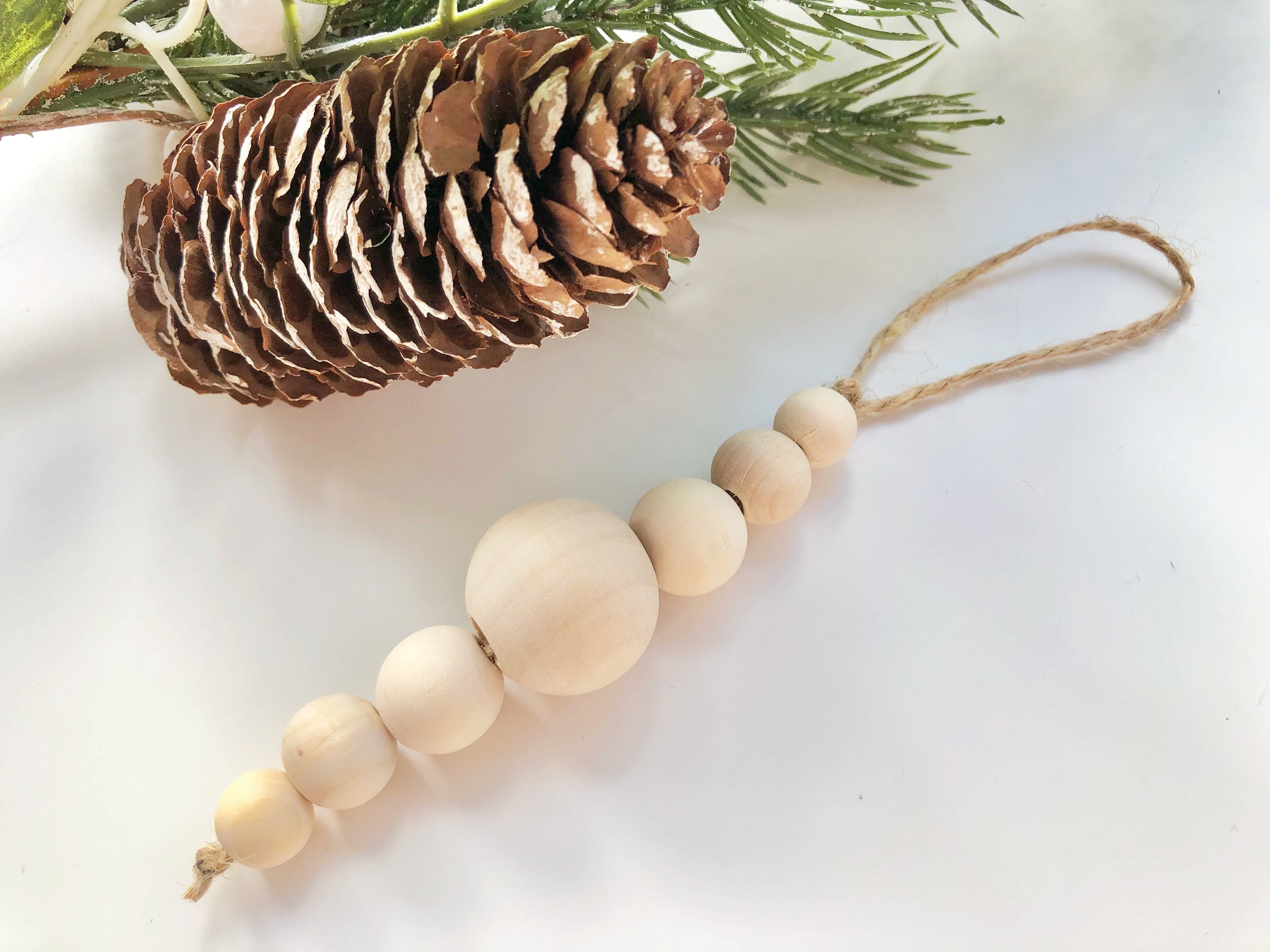 Wooden Bead Ornaments Set of 5 15 Wood Ornaments Etsy Nederland