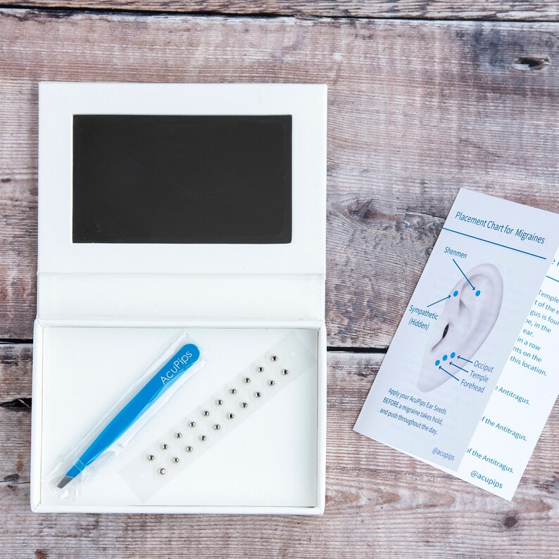 Crystal Ear Seed Kit With Chart for Migraines and Head Pain