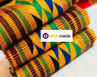 wool 180cm x 110cm Kente cloth-hand woven-authentic African fabric-cotton rayon or synthetic silk
