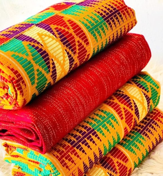 Authentic Kente 6 yards Genuine Ghana handwoven Kente fabric and Kente  Cloth African fabric African Bonwire Ghana Kente Traditional