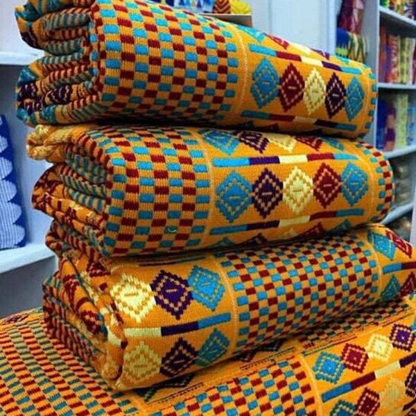 Authentic Kente 2,4,6 & 12 yards Genuine Ghana handwoven Kente fabric and Kente Cloth African fabric African Bonwire Ghana Kente.