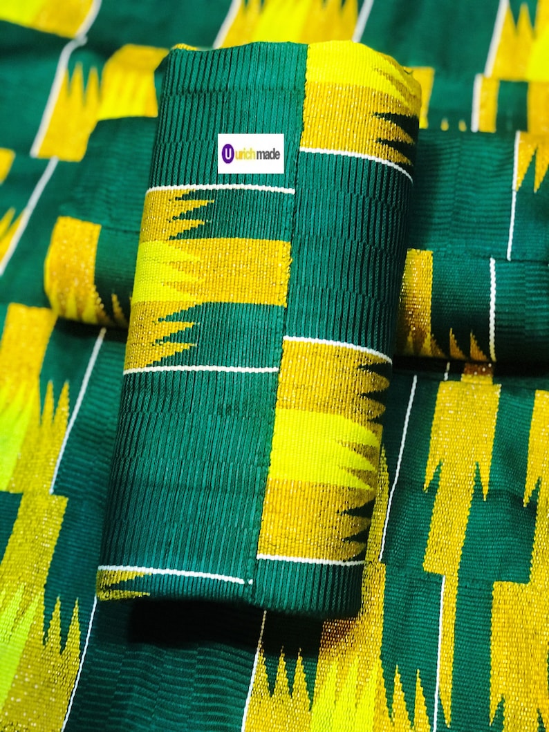 Emerald Green Authentic Kente 6 Yards Genuine Ghana Handwoven Etsy