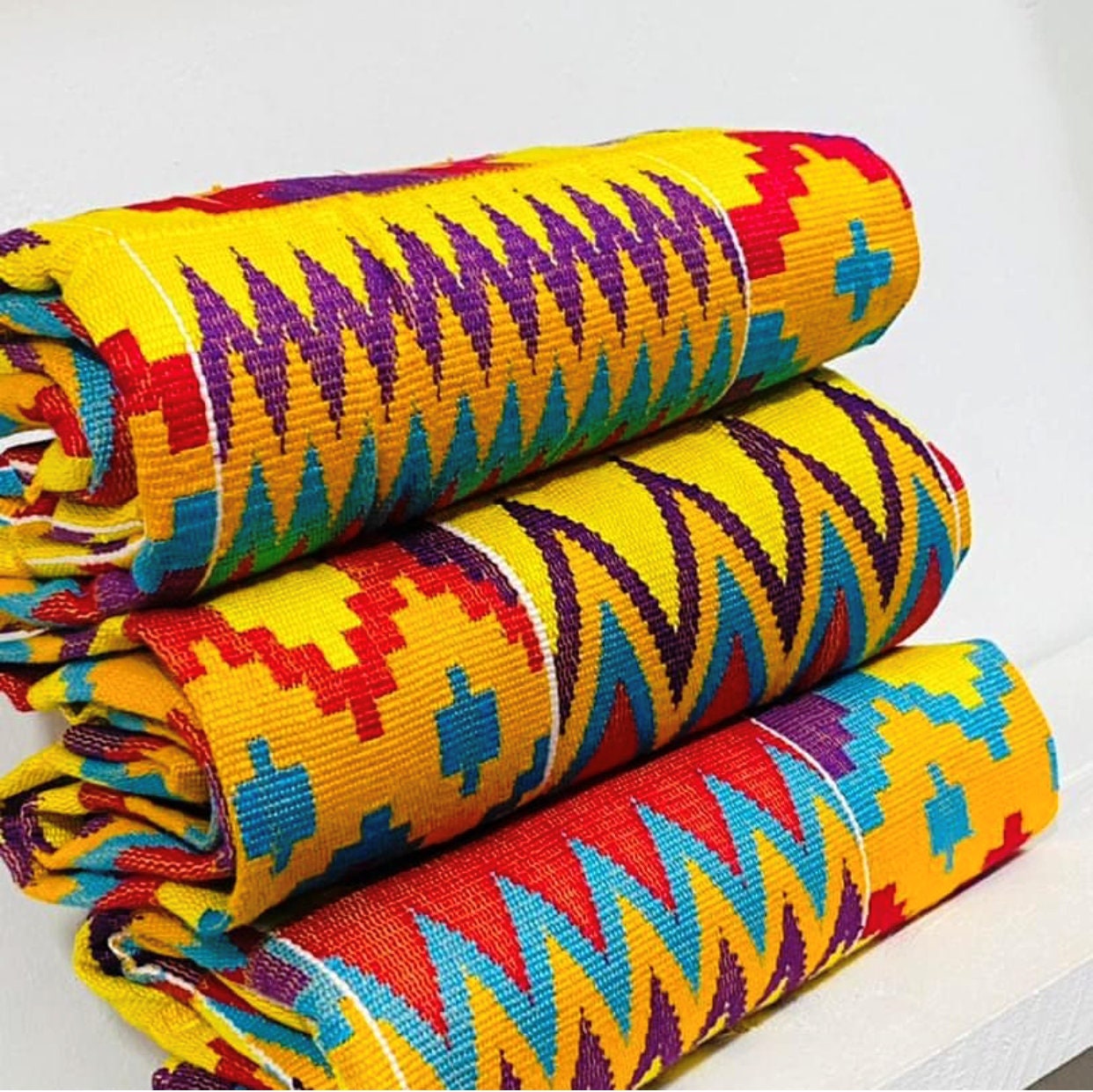 Authentic Ashanti Kente 6 yards Genuine Ghana handwoven Kente fabric and  Kente Cloth Bonwire Kente African fabric African Ghana Kente