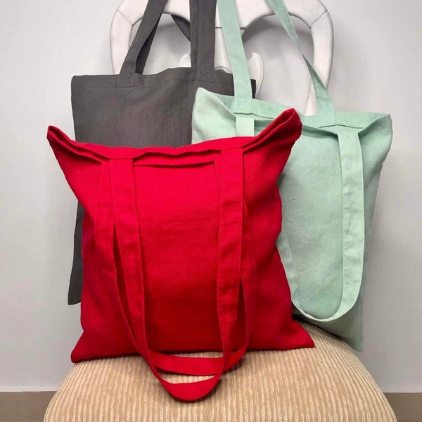 Sac fourre-tout en lin/Sac pour la vie/Sac de tous les jours/ Vie durable/Sac fourre-tout réutilisable/Achats éco-responsable/Passez au vert