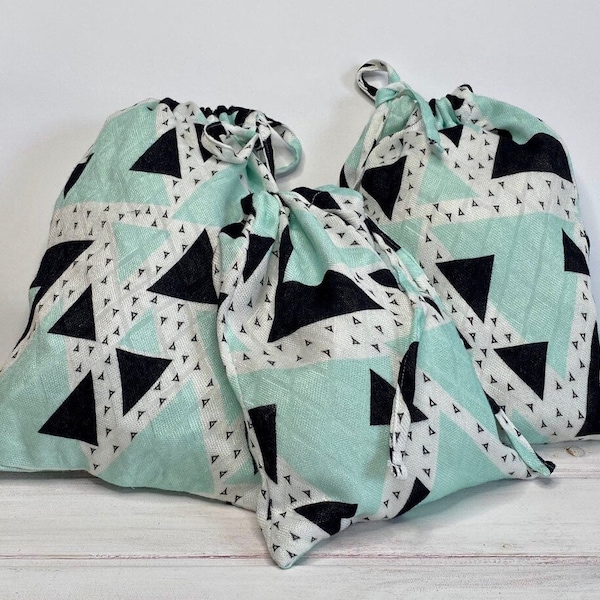 Sacs à cordon en bambou/Imprimé triangles/Sac réutilisable/Sac souvenir/Sac cadeau de rangement en tissu/Pochette cadeau /Sac zéro déchet