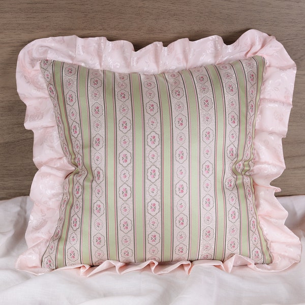 Vert menthe/pêche taie d'oreiller en satin de soie - Le meilleur cadeau pour anniversaire - Fait à la main - Housse de coussin décoratif