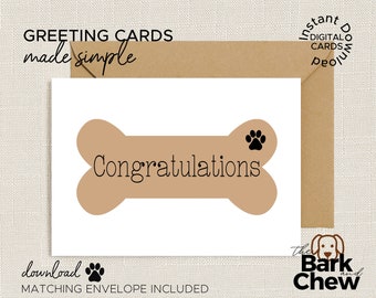 Congratulations Dog Card | New Dog Card | Dog Reveal | New Dog | Gotcha Day | New Dog Printable Card | Instant Download | TheBarkandChew