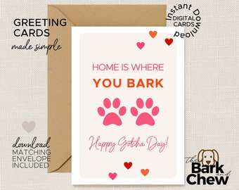 Happy Gotcha Day | New Dog Card | New Puppy Card | Greeting Cards Dogs | Gotcha Day Card | Dogs | Puppy | Dog Birthday Card | TheBarkandChew