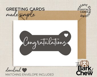 Congratulations | New Dog Card | New Dog | New Puppy | Happy Gotcha Day Card | Greeting Cards For Dogs | Dog Printable Card | TheBarkandChew