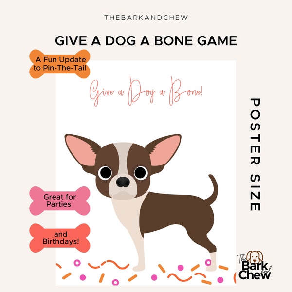 Give A Dog A Bone Game | Pin The Tail | Dog Birthday Party | Dog Party | Gotcha Day | Dog Reveal Party | Birthday Party | TheBarkandChew