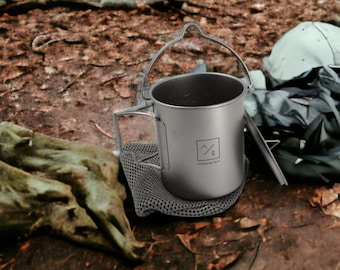 Taza de camping de titanio de 450 ml: utensilios de cocina ultraligeros para exteriores