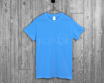 Download Free Instant Download Gildan Sapphire G530 Unisex Pocket T Shirt PSD Mockup Template