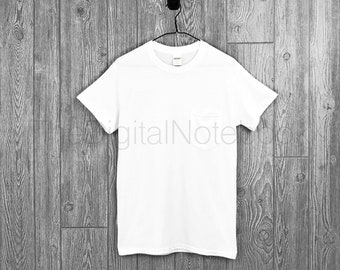 Download Free Instant Download Gildan White G530 Unisex Pocket T Shirt Mockup PSD Mockup Template