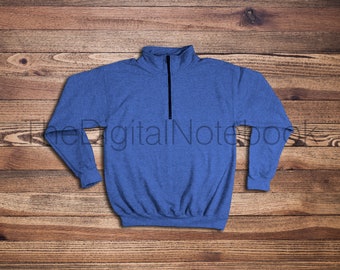 Download Free Instant Download • Royal Blue G188 Collar Sweatshirt Mockup • Blank Unisex Mockup • Wooden Flat Lay •JPG • Personal / Professional Use PSD Template