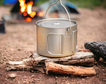 Titanium 900ml Cookware Pot with Hanger | Pot - Mug - Cup | Ultralight Camping Gear | Outdoor Cooking Supplies