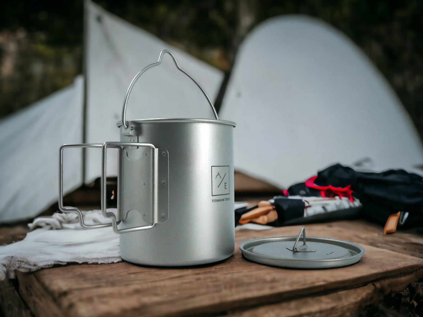 Hot-Sale Picnic Equipment Portable Camping Kettle Pure Titanium