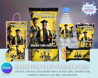 Yellow Graduation Party Favor Templates Bundle (Digital Download)