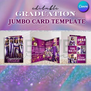 Bewerkbare jumbo-kaartsjabloon afstuderen met mock-up l 24 x 36 inch l Digitale download l Canvas Crafters