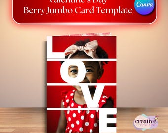 Kids Berry Valentine's Day Jumbo Card Templates l 3 Sizes l Canva l Digital Download