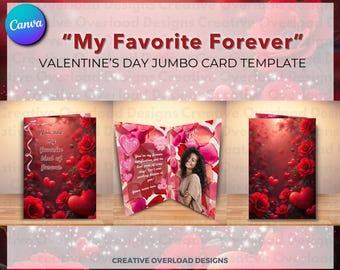 My Favorite Forever l Valentine's Day Jumbo Card Template l Canva l Digital Download l Custom Card Design l Personalized Crafts l 3 Sizes