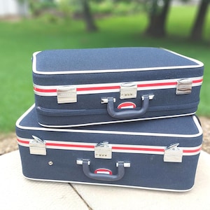 Skyway Luggage Softshell Vintage Suitcase Set Classy Navy Blue