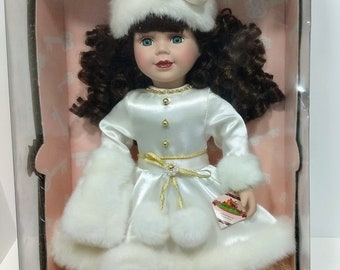 AG Clothes Fits 18”Doll Victorian Red Xmas Dress /& White Cape with Fur/& Muff