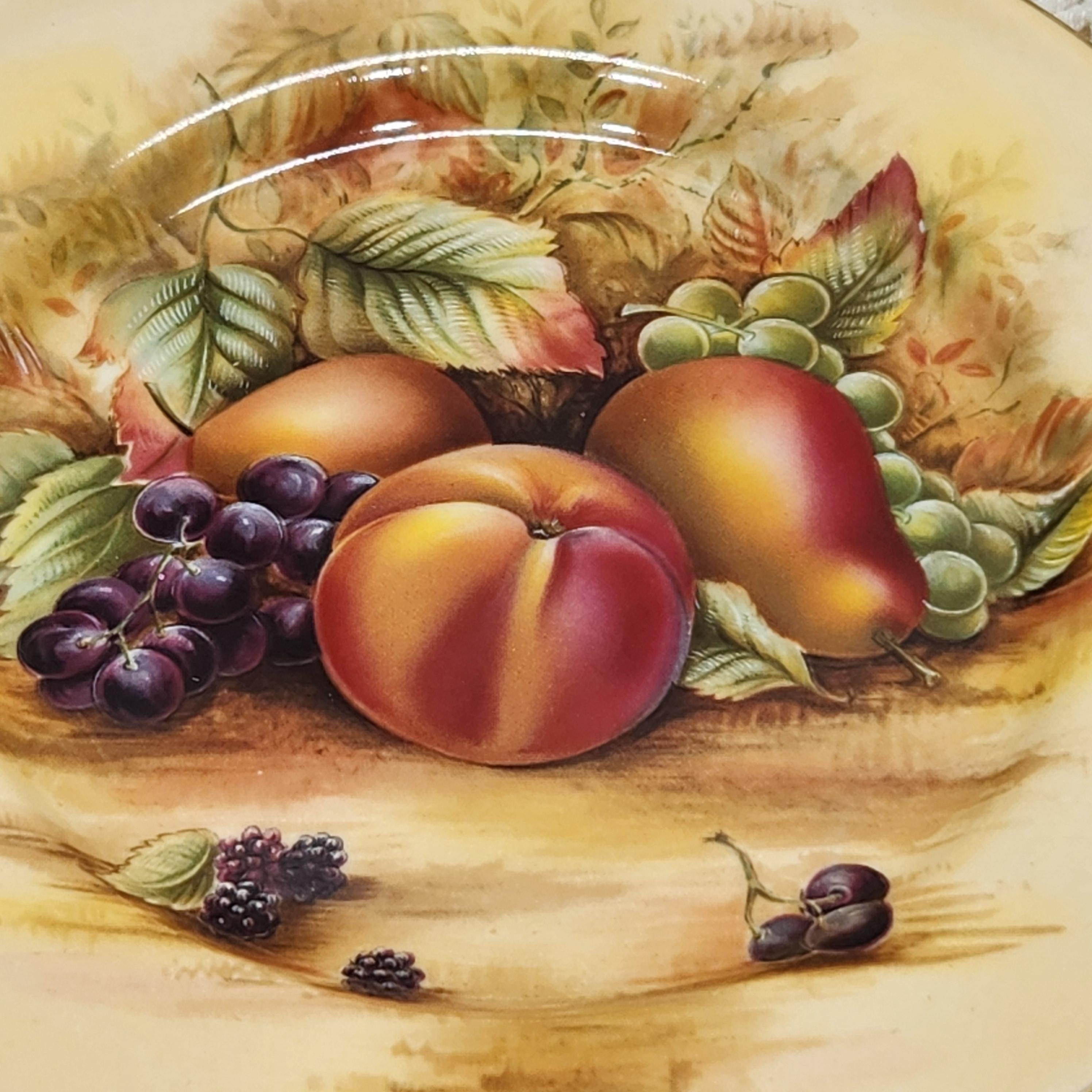 Vintage Aynsley Orchard Gold Plate With Fruit Bone China Tea Set